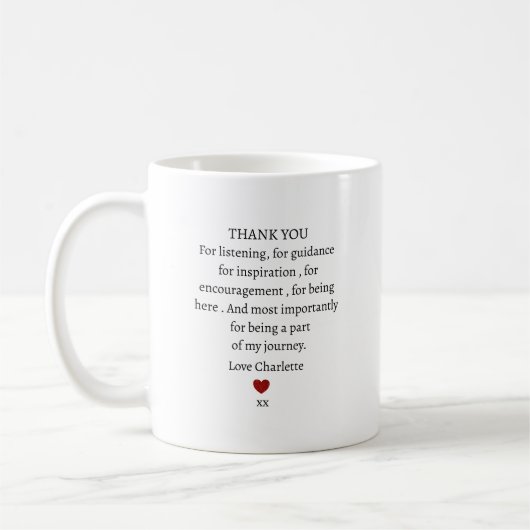 schattig persoonlijk bedankt liefde koffiemok (Links)