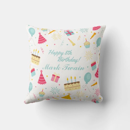 Schattig Persoonlijk Happy Birthday Sierkussen (Achterkant)