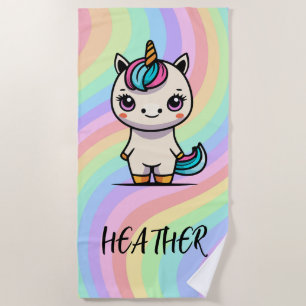SCHATTIG! 🦄 Persoonlijke Eenhoorn Strandhanddoek  Strandlaken