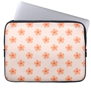Schattig Perzik Bloemmotief Minimale Bloem Estheti Laptop Sleeve