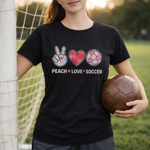 Schattig Perzik Liefde Voetbal Roze T-shirt