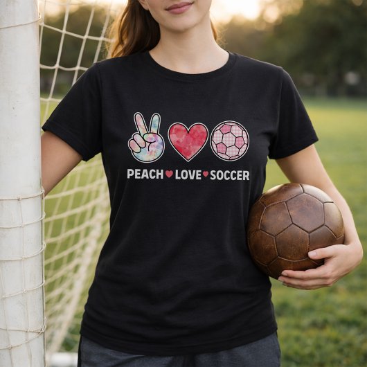 Schattig Perzik Liefde Voetbal Roze T-shirt