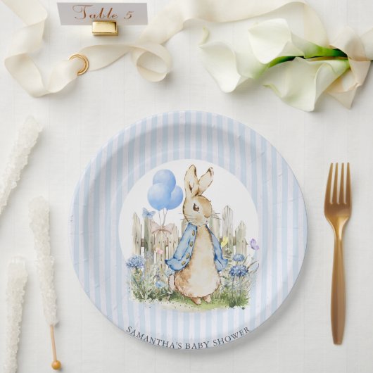 Schattig Peter Rabbit Baby shower Boy Papieren Bordje (Huwelijk)