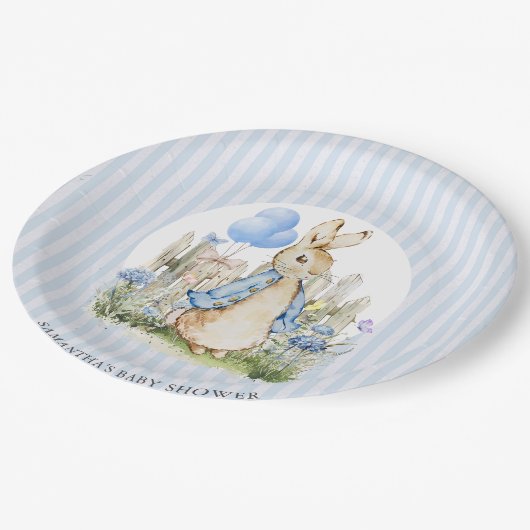Schattig Peter Rabbit Baby shower Boy Papieren Bordje (Gekanteld)