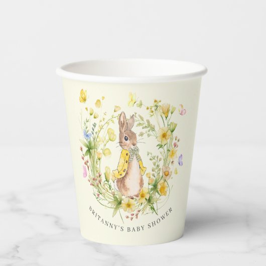 Schattig Peter Rabbit Wildflower Baby shower Papieren Bekers (Voorkant)
