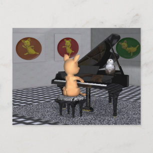 Schattig piano spelen Piggy Briefkaart