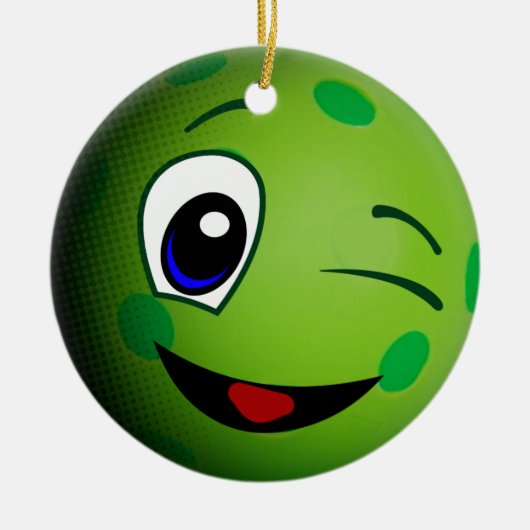 Schattig Pickleball Emoticon Keramisch Ornament (Voorkant)
