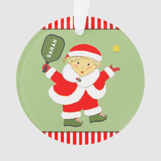Schattig Pickleball Kerst Cadeau Ornament (voorkant)