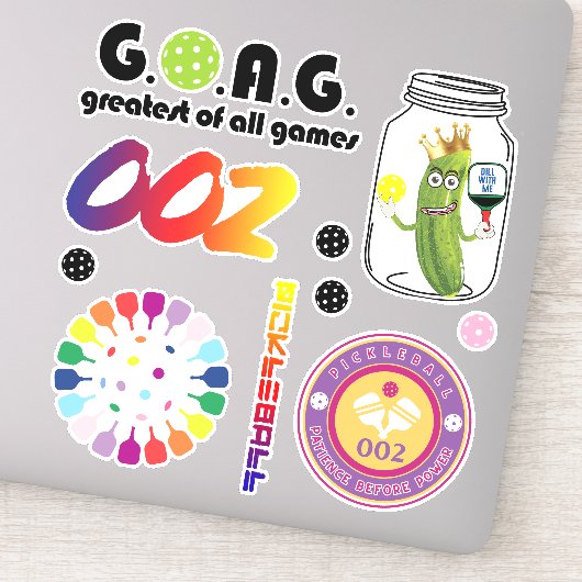 Schattig pickleball sticker blad, groot (Detail)