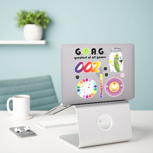 Schattig pickleball sticker blad, groot (Laptop op bureau)