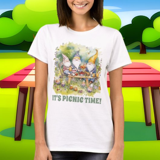 schattig picknick tekst toevoegen gnomen t-shirt