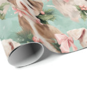 Schattig Piebald Pitbull Christmas Pups Mint Green Cadeaupapier (Rol Hoek)