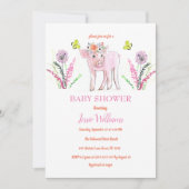 Schattig Piggy Baby shower Biglet Meisje Boerderij Kaart (Voorkant)