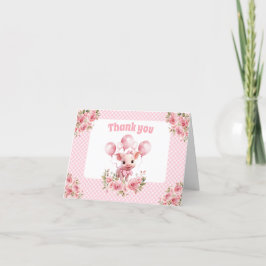 Schattig Piggy Meisje Boerderij 1e Verjaardag Dank Bedankkaart