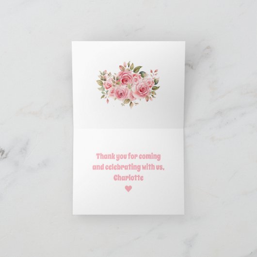 Schattig Piggy Meisje Boerderij 1e Verjaardag Dank Bedankkaart (Binnen)