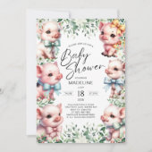 Schattig Pigs Greenery Baby shower Uitnodiging (Voorkant)