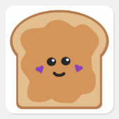 Schattig pindakaas brood vierkante sticker (Voorkant)