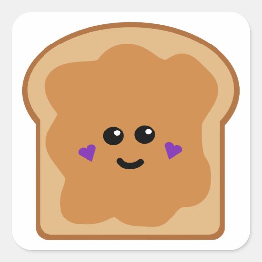 Schattig pindakaas brood vierkante sticker (Voorkant)