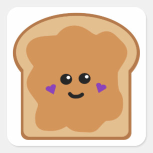 Schattig pindakaas brood vierkante sticker