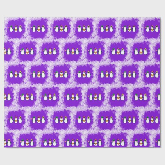 "schattig pingouin" kerst thema cadeaupapier (Vlak)