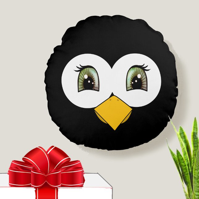 Schattig Pinguïn Gezicht Rond Kussen (Creator heeft geüpload)