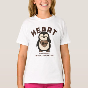 Schattig Pinguïn Hart Liefdescitaten Ontwerp T-shirt