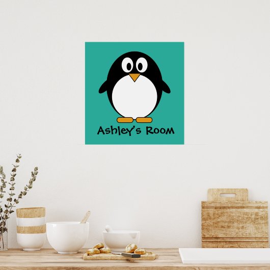 schattig pinguïn kind poster (Keuken)