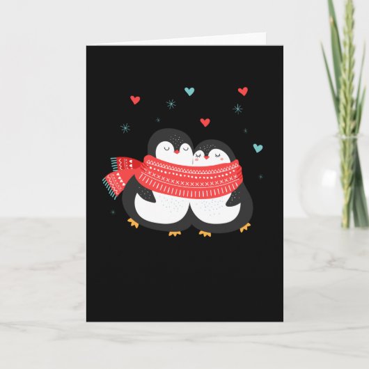Schattig Pinguïn Koppel Kerstmis Winter Liefde Kaart (Voorkant)