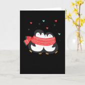Schattig Pinguïn Koppel Kerstmis Winter Liefde Kaart (Gele Bloem)