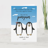 Schattig Pinguïn Koppel, Op Maat Gemaakte Valentij Kaart (Voorkant)
