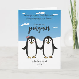 Schattig Pinguïn Koppel, Op Maat Gemaakte Valentij Kaart