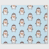 SCHATTIG PINGUÏN LICHTBLAUW WIKKELPAPIER CADEAUPAPIER (Vlak)