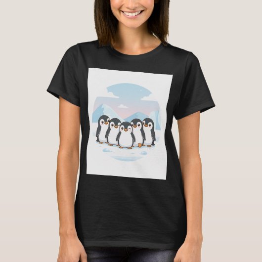 Schattig Pinguïn Team Dames T-shirt (Voorkant)