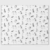 Schattig pinguïns monochroom patroon cadeaupapier (Vlak)