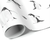 Schattig pinguïns monochroom patroon cadeaupapier (Rol Hoek)