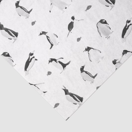 Schattig pinguïns monochroom patroon tissuepapier (Detail)