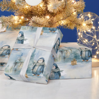 Schattig pinguïns winter design, geschilderd als t cadeaupapier