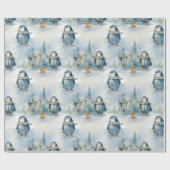 Schattig pinguïns winter design, geschilderd als t cadeaupapier (Vlak)