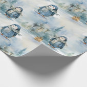 Schattig pinguïns winter design, geschilderd als t cadeaupapier (Hoek)