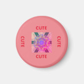 schattig PINK _RED _ROUND Magnet (Voorkant)