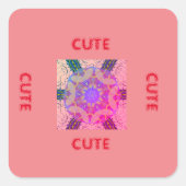 schattig PINK _RED Vierkante Sticker (Voorkant)