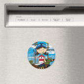 Schattig Pirate Meisje Magnet (Insitu (Vaatwasser))