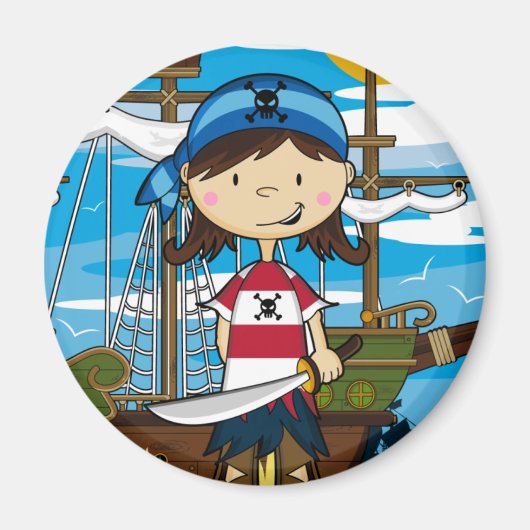 Schattig Pirate Meisje Magnet (Voorkant)
