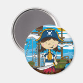 Schattig Pirate Meisje Magnet (Voorkant / Achterkant)