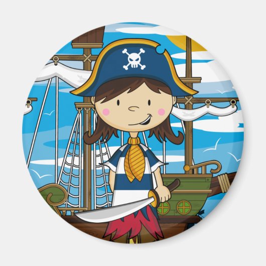 Schattig Pirate Meisje Magnet (Voorkant)