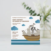 Schattig Piratenschip Baby Shower Kaart (Staand voorkant)
