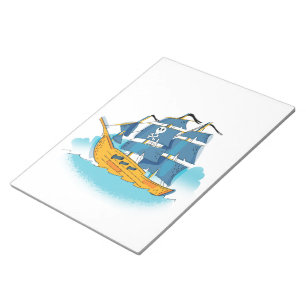 Schattig Piratenschip Cartoon Notitieblok