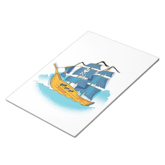Schattig Piratenschip Cartoon Notitieblok (Schuin)