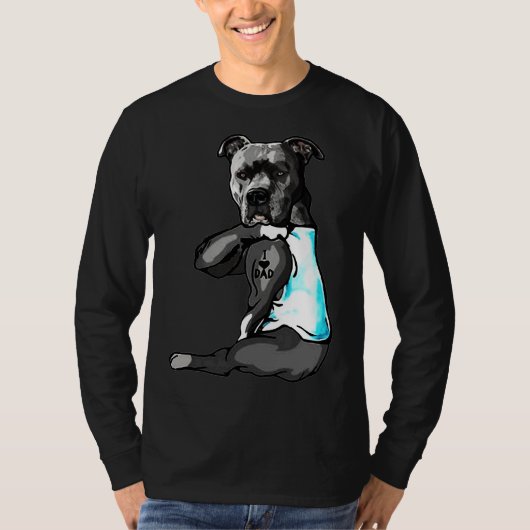 Schattig Pitbull Ik hou van papa T-shirt (Voorkant)