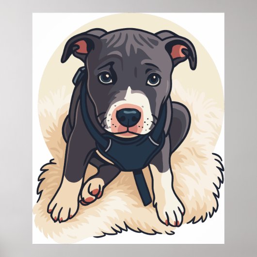 Schattig Pitbull Puppies Hond Cartoon Ontwerp Poster (Voorkant)